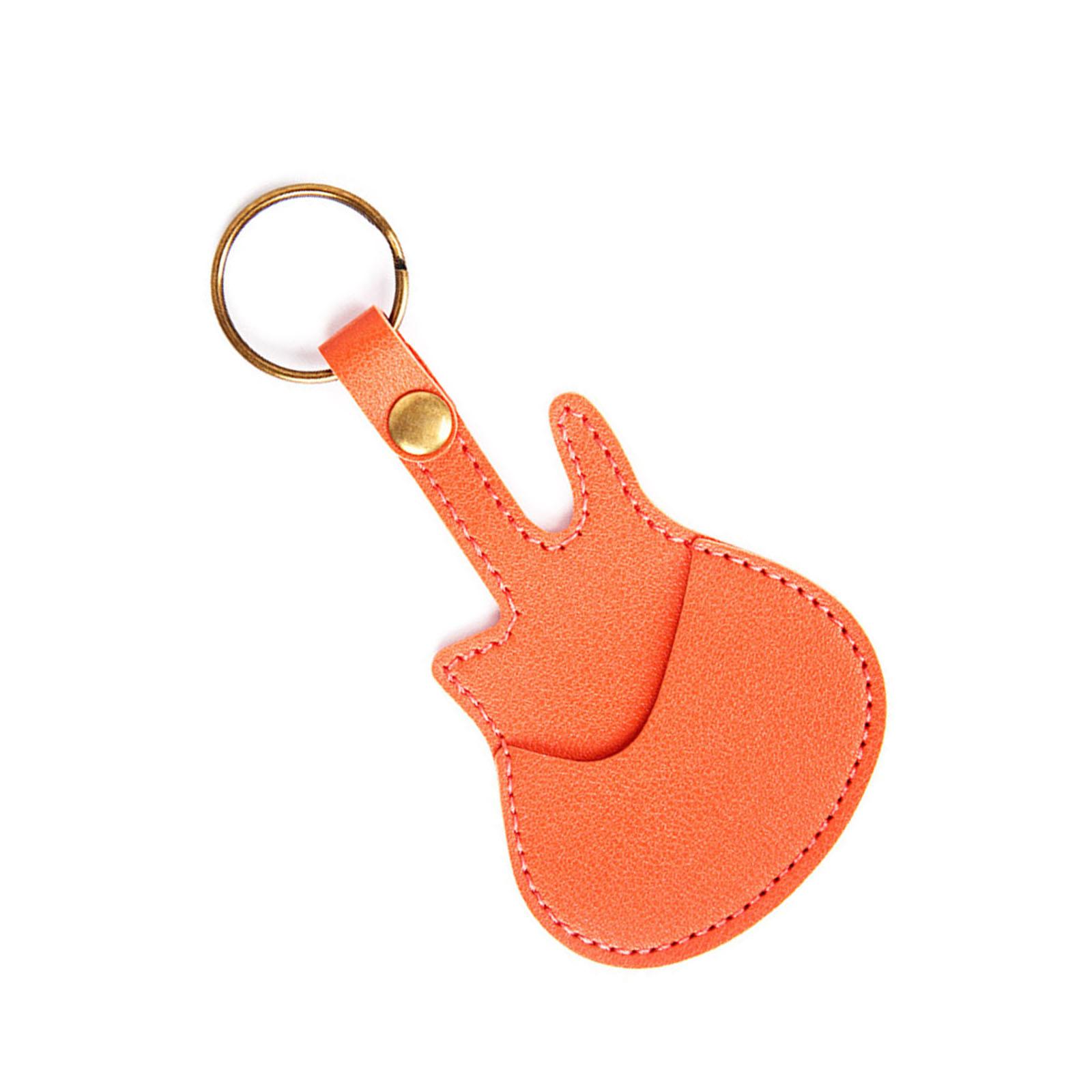 

Guitar Pick Container Guitar Accessory Tool Pocket with Keychain Guitar Pick Holder Guitar Pick Pouches PU Texture помаранчевий