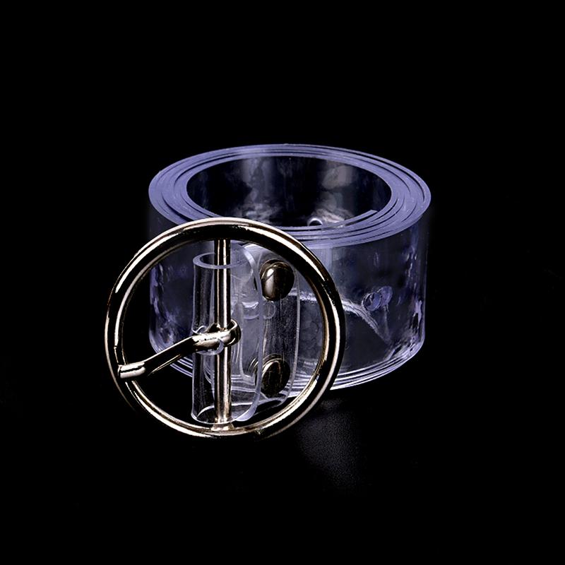

Women Long Transparent Belt Heart Pin Buckle Waist Female Belt Waistband Gift Silver-Round