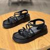 Roman sandals women 2025 new summer fairy wind wear heightened foot cover seaside beach shoes women thick soles non-slip