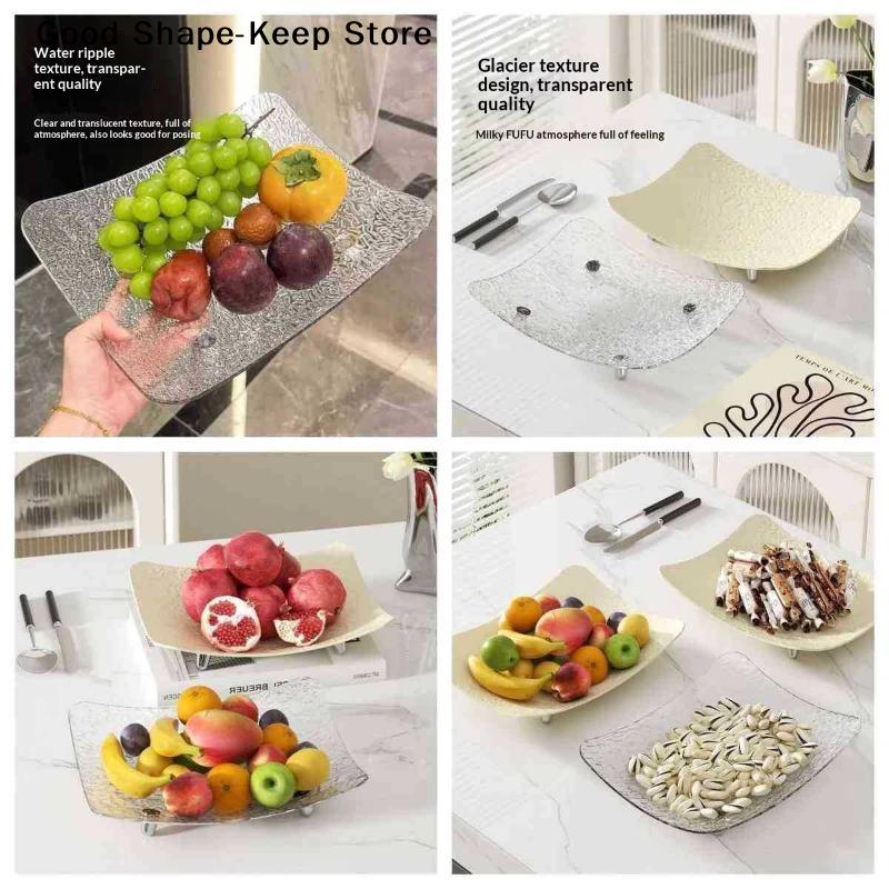 Transparent Square Fruit Tray Living Room Nut Snack Plate Candy Food Storage Tray Party Table Bone Disc