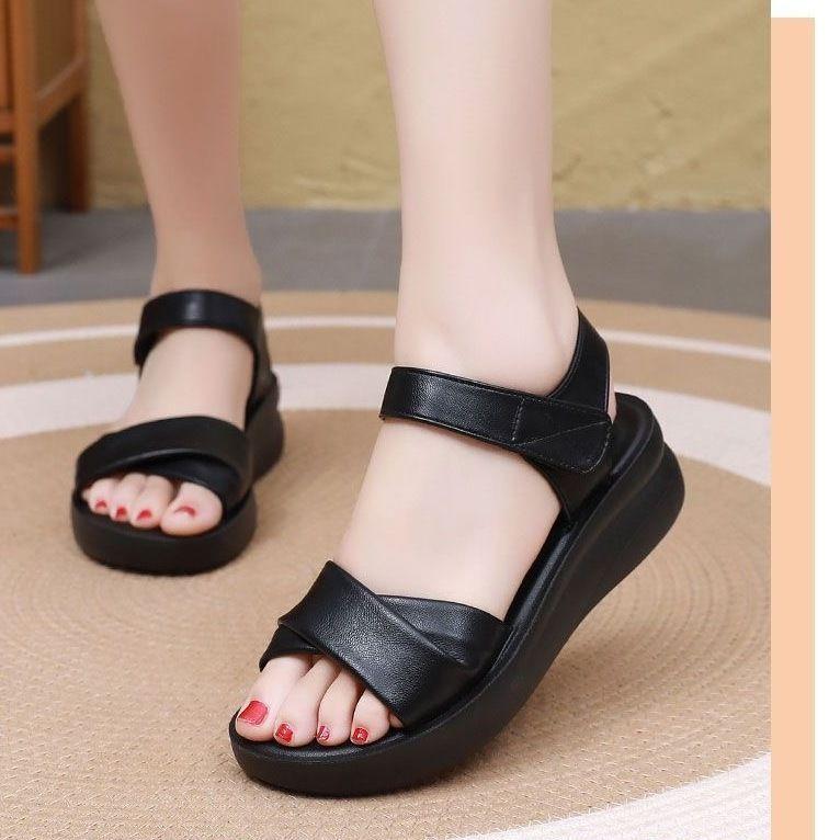 Sandals soft leather soft sole comfortable non-slip summer fashion women's versatile lightweight women's shoes