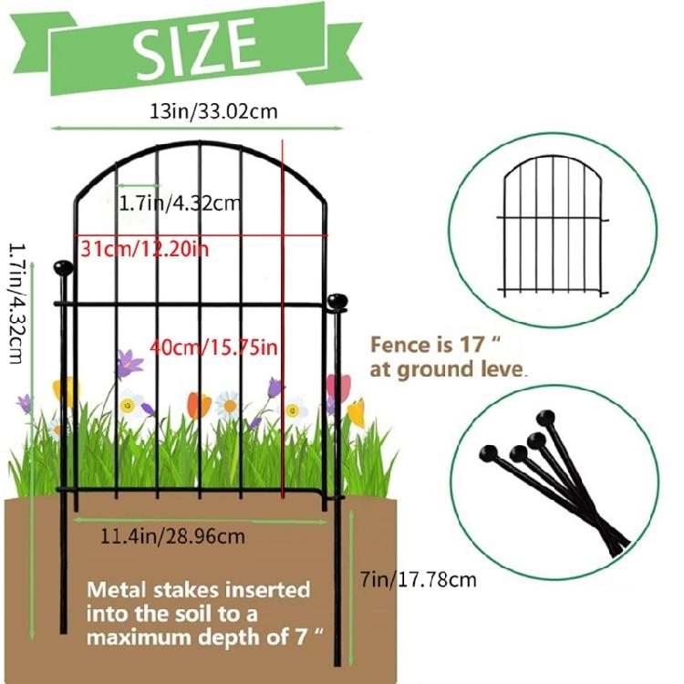 Decorative Garden Fence Panel Metal Fence Wire Fencing Flower Barrier Section