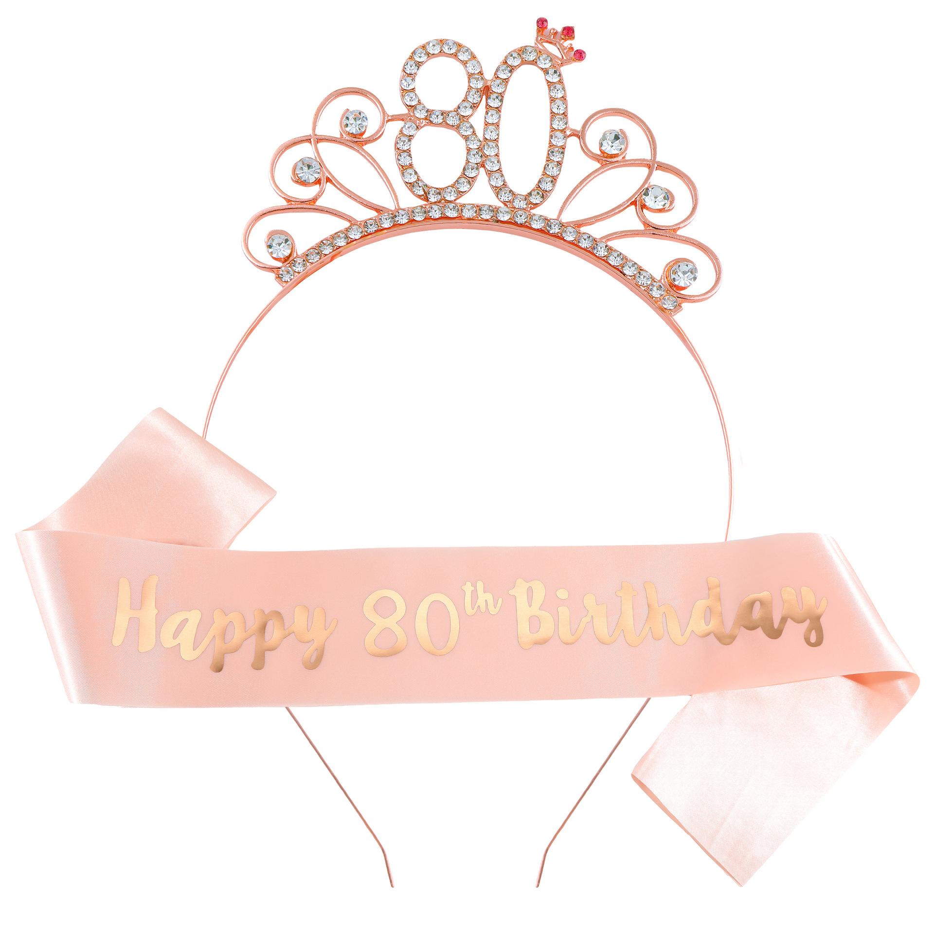 

Birthday Headband Shoulder Strap Set Party Crown Ribbon Decoration One size