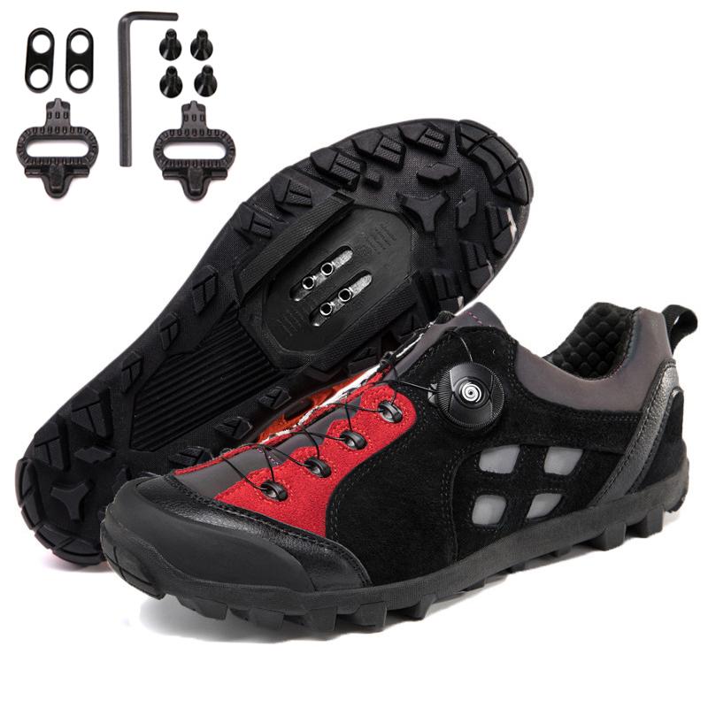 Scarpe da ciclismo da montagna di alta qualità in vera pelle Scarpe da ciclismo da velocità Scarpe da ginnastica da corsa all'aperto 39-46 Scarpe da ciclismo MTB