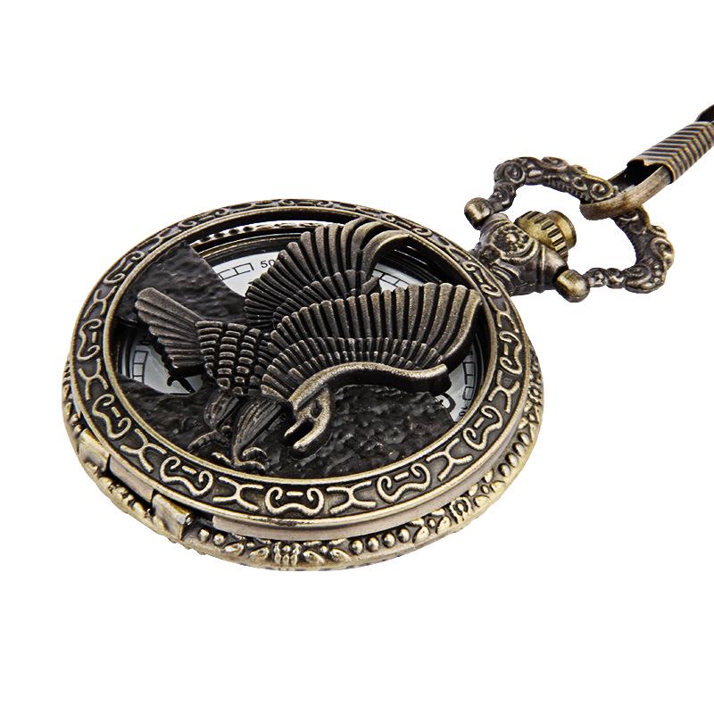 Large Antique Bronze Eagle Openwork Pocket Watch with Flower Design (8107)