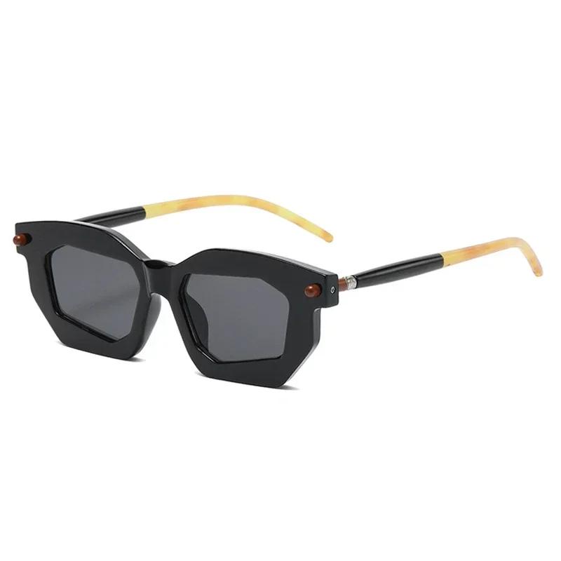  Polygon Women Double Color Sunglasses Fashion Clear Lens Glasses Frame Men Punk Rivets Unique Sun Glasses UV400