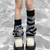 Harajuku Women Autumn Leg Warmers Socks Japanese Gothic Striped Sequins Stars Knitted Long Socks Punk Baggy Foot Covers