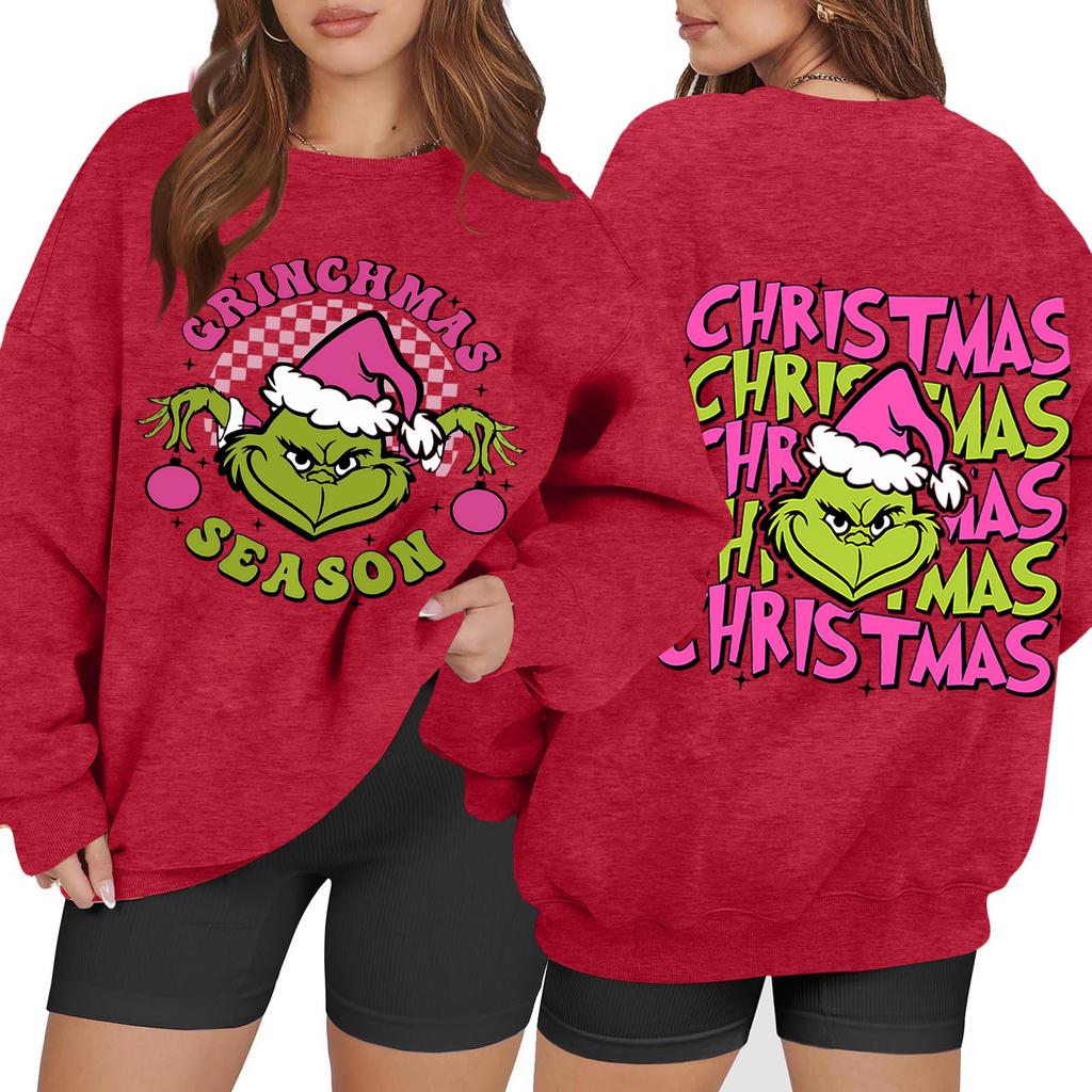 Women's Casual Fashion Long Sleeve Christmas Printed Round Neck Sweatshirt Top