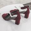 Fashion Coarse Heel One-word Sandals Women's 2025 New Summer Wear Casual and Versatile Black Suede High Heel Coarse Heel Sandals Women