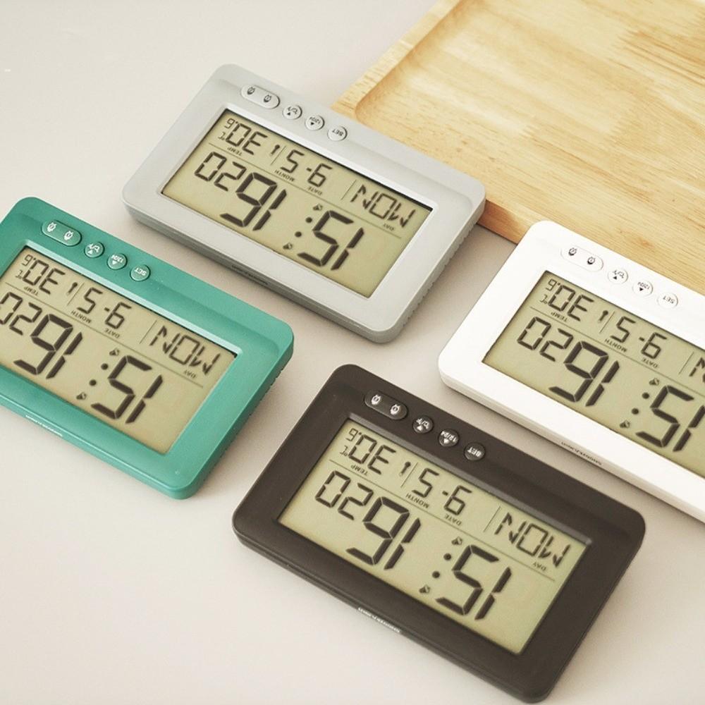 Time/Date/Week/Temperature Electronic Alarm Clock LCD Display Plastic Digital Alarm Clock 12/24 Hours 7 Languages