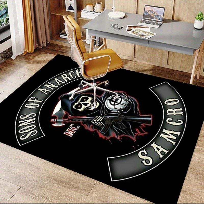 1pc Sons of Anarchy Themed Office Carpet Chair Mats - Durable Polyester Rug for Home Theater, Office, Dorm Room Decor - tA62