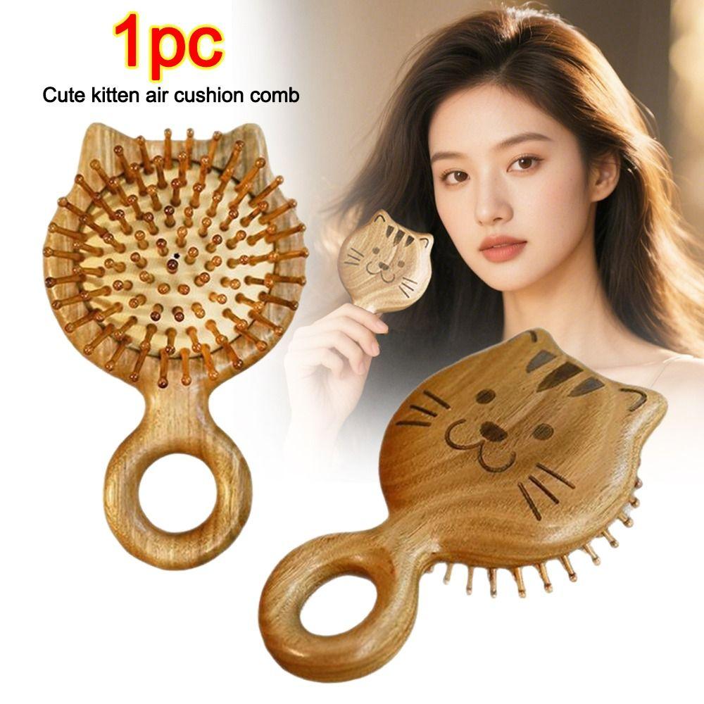 Sandalwood Hair Comb Wooden Paddle Cushion Hair Cute Massage Comb  Hairbrush