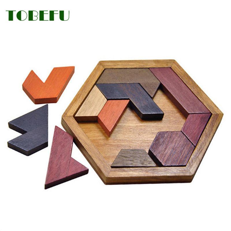 Wooden Geometric Shape Jigsaw Board Puzzles Kids Brain Teaser Non Toxic Wood Toys for Children Educational