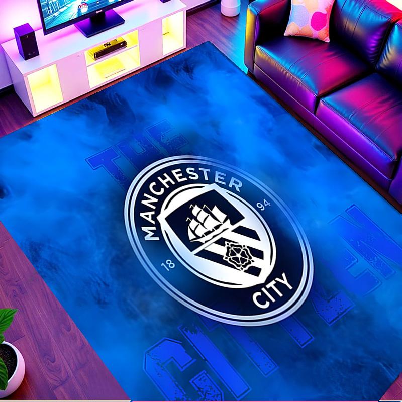 Manchester City FC Print Rug, Washable Floor Carpet, For Entryway Dorm Laundry Room Office Study, Home Decor Birthday Christmas Gift