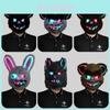 Colorful Glowing Rabbit Mask For Halloween Parties And Theatrical Performances Ideal For Fun And Festive Events
