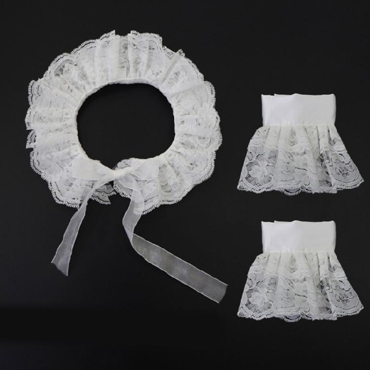 Lace Decorative Collar Wrist Cuffs Set Anime Event Gathering Neckwear Costume Accessories For Fashion Cosplay Enthusiast