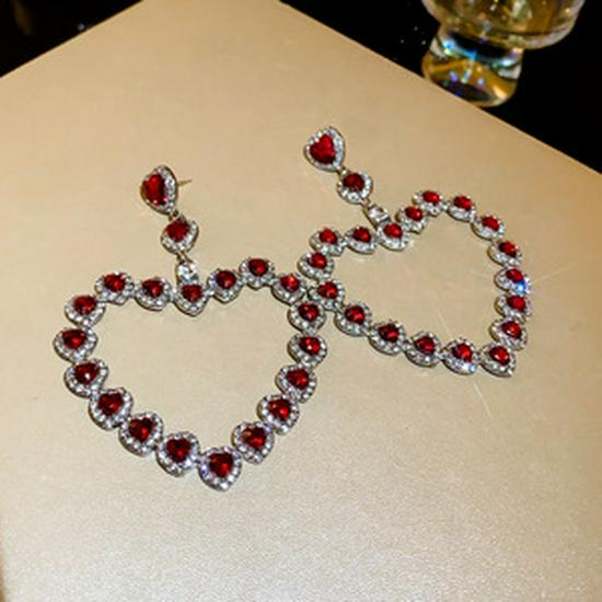 

Серебряные серьги-иглочки в форме сердца с полым бриллиантом — роскошный европейский и американский стиль для женщин