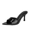 Pointed Open-toed Sexy Outer One-word Slippers Patent Leather High-heeled Cool Slippers New Summer Versatile Stiletto