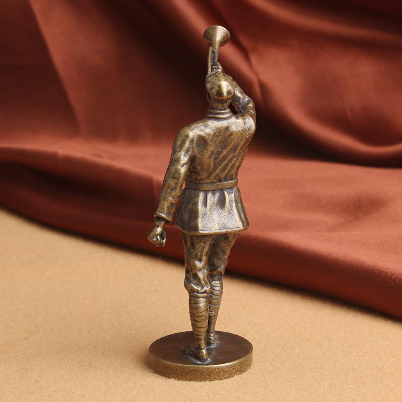 Brass Long March Red Soldier Statue Ornament Patriotic Theme Eighth Route Army Trumpeter Anti-Japanese War Commemorative Co
