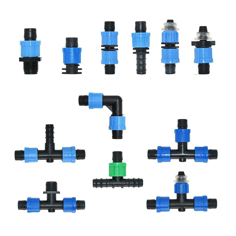 5 piezas 16mm Conectores para Cinta de Riego por Goteo Codo en T Tapón Final Conector de Reparación Junta para Manguera de Riego Ahorro de Agua Agrícola