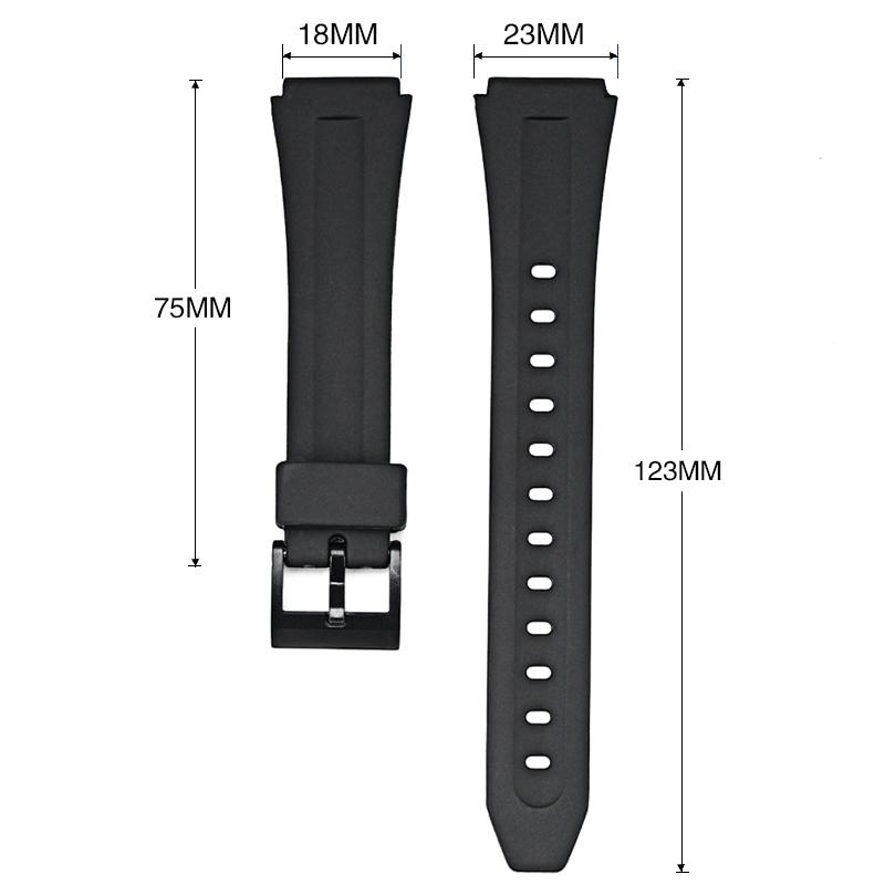 Gumowy Pasek do Casio F-201W F-201WA DB-36 WS-300 Męski Sportowy Wodoodporny Czarna Żywica Wymienny Bransoleta Pasek do Zegarka 18mm
