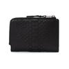 Doubles Bifold Wallet with Deep Bill Matte Python Leather and Italian Cowhide Leather KSK-7052 Compartment, L-Shaped Zipper, (Black)