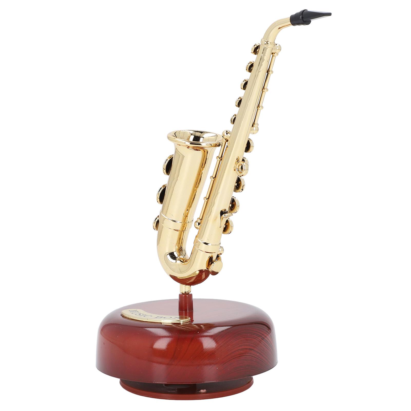 

Music Box Ornament Clockwork Driving Vintage Musical Instrument Music Box Decor Ornament Revolving Saxophone