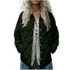 Women's Solid Color Stand-Up Collar Pleated Cotton Long Sleeve Button-Up Jacket
