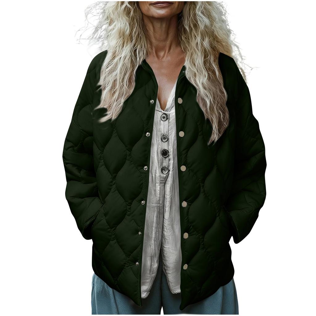 Women's Solid Color Stand-Up Collar Pleated Cotton Long Sleeve Button-Up Jacket