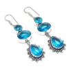 Natural Swiss Blue Topaz Gemstone 925 Sterling Silver Earring 2.56" q2L23
