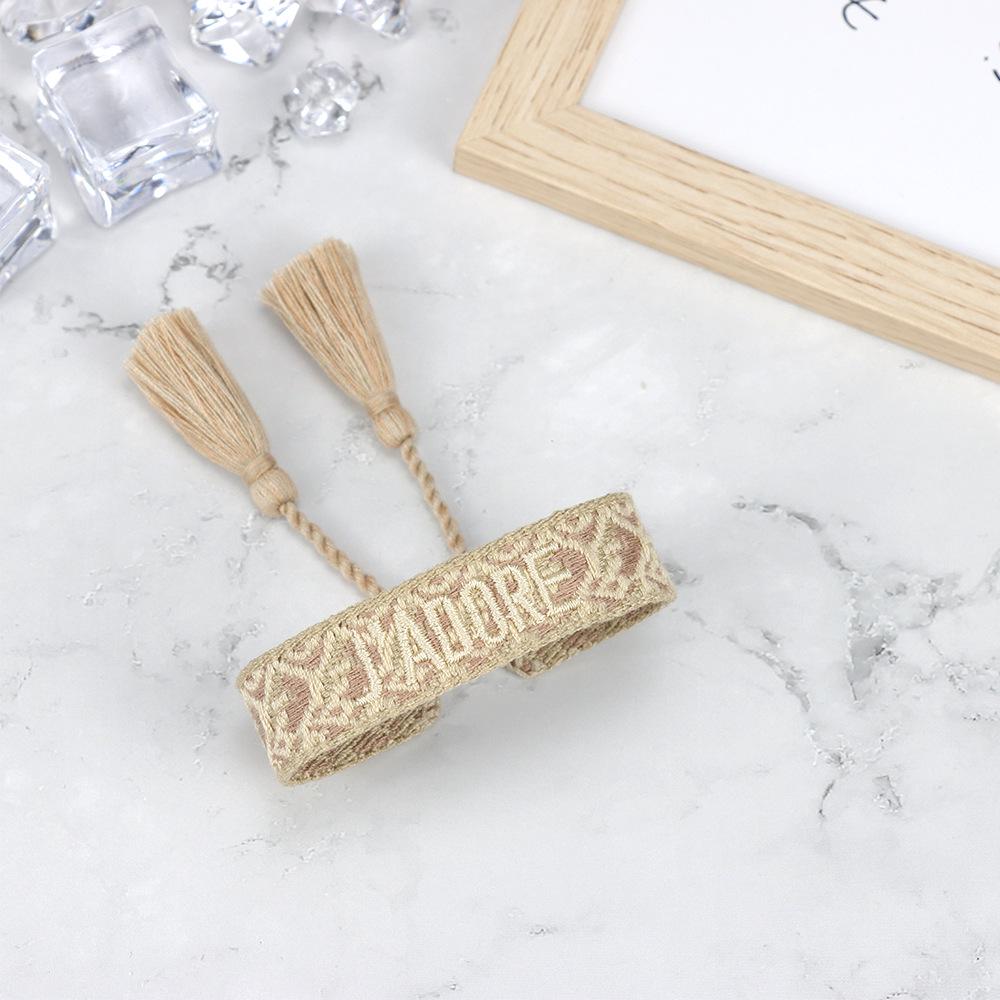 J'adore Bracelet: Embroidered Letter Tassel Wristband for Women & Couples