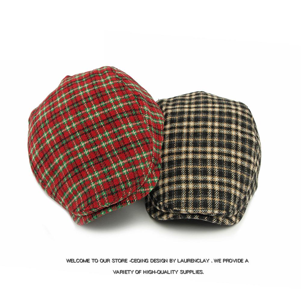 Beret w kratę jesienno-zimowy Męska czapka z daszkiem Damska Brytyjska Retro Postępowa Czapka Czapka Malarska