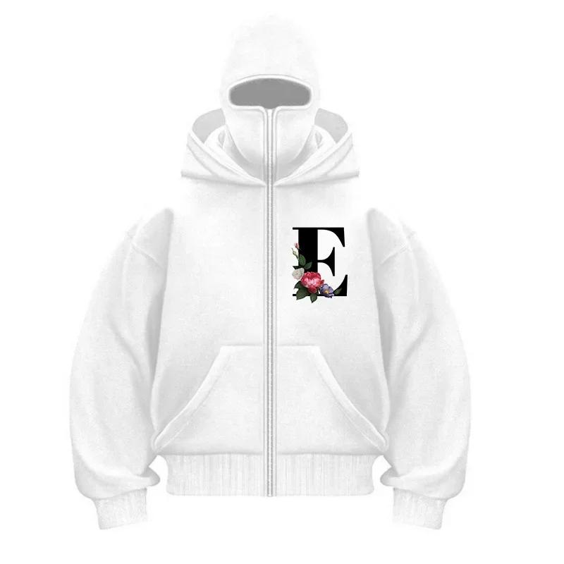 Hip Hop Double Hat Zipper Hoodie Balaclava Hooded Jacket High Street Fashion Letter Print Autumn Winter