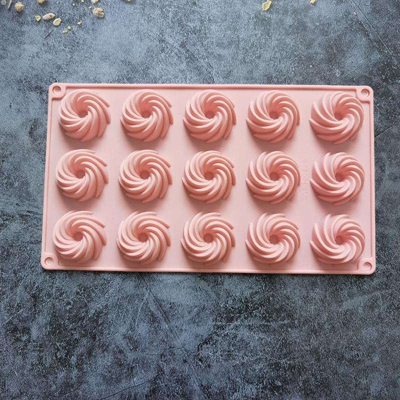

15 отверстий спиральная форма силиконовая форма для торта мусс десерт выпечка шоколад пончики формы для выпечки кондитерские изделия форма для выпечки розовый