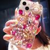 Capa de Celular com Strass e Glitter Para iPhone 17 16 15 14 13 12 11 Pro Max Air mini 16e 8 7 Plus X XS XR, Design de Coroa de Cristal Bling Borboleta Flor Pérola