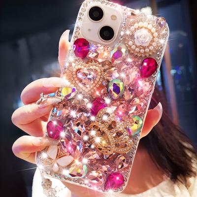 Glitter Rhinestone Phone Case For Samsung Galaxy S26 S25 S24 S23 S22 S21 S20 Ultra Plus FE Edge S10 S9 Bling Crystal Crown Butterfly Pearl Flower