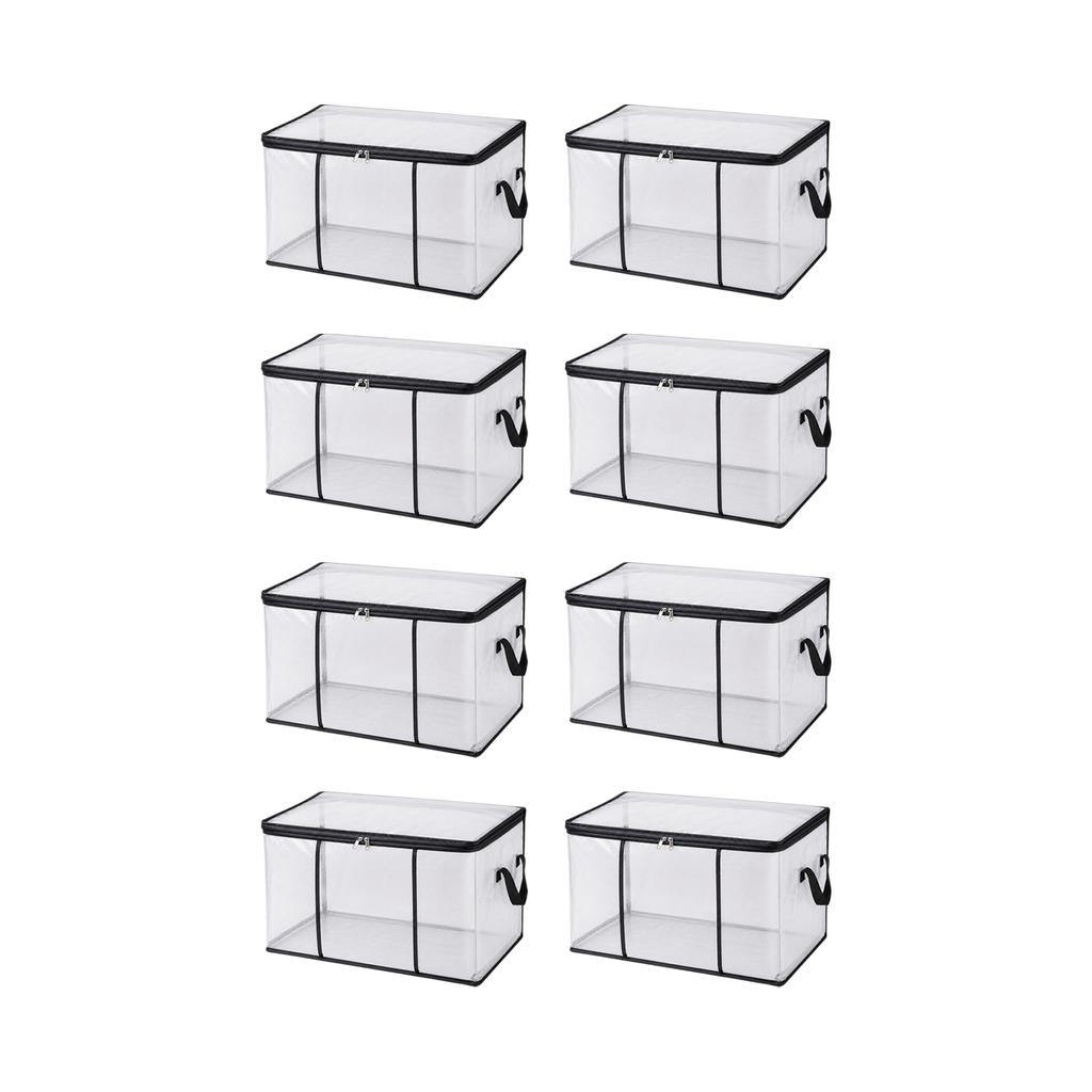 Large Capacity Transparent PVC Storage Bag with Zipper Closure and Reinforced Handles for Clothes Bedding and Moving Organization
