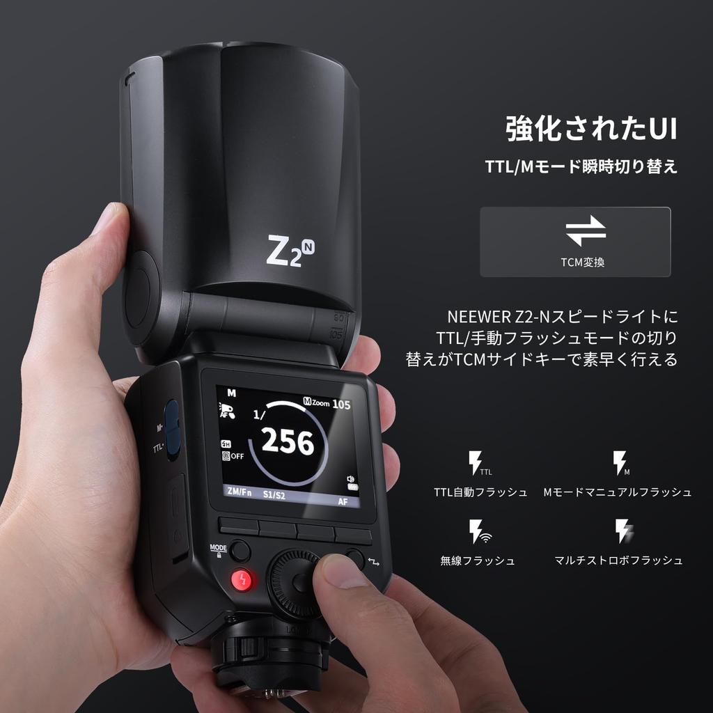 NEEWER TTL Round Head Flash Strobe Speedlite with Upgraded Two Adjustable Modeling Quick TCM 76Ws 600 Full Power Flashes Z2-N 2.4G Diffuser, UI,