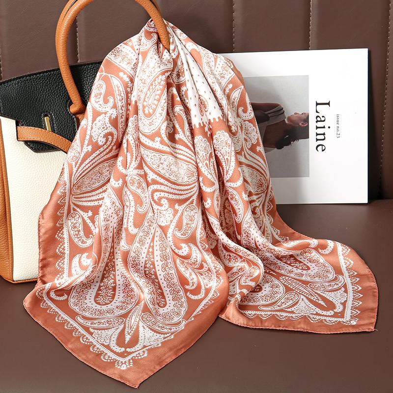 Fashion Print Silk Hairbands Scarf Women  Spring New Elagant Floral Bandana Neck Kerchief Head Bands Foulard Female Scarfs