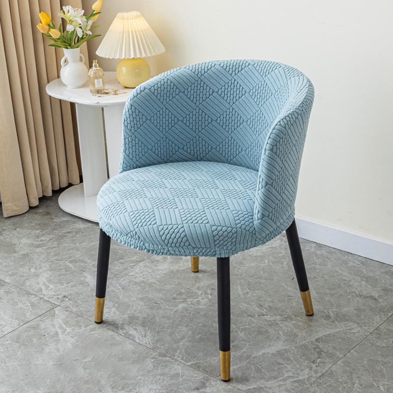 Nordic 3D Jacquard Curved Armchair Elastic Seat Cover Carved Arc-Shaped Chair Cover Dustproof Protect Dining Chair Slipcover
