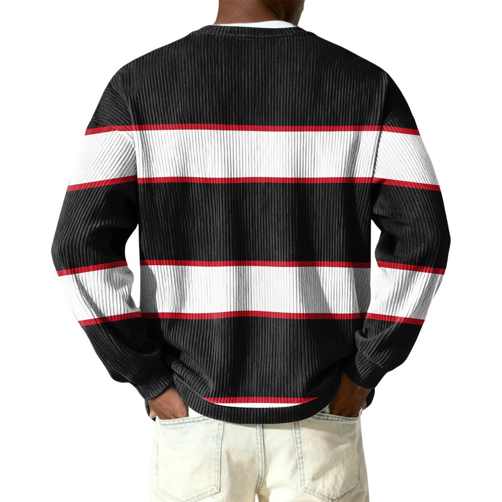 Men's Button-Down Collar Long-Sleeve Ribbed Knit Pullover