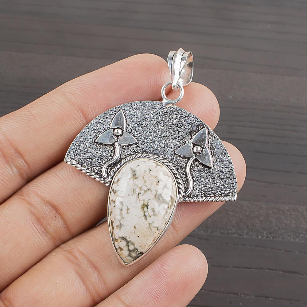 

Natural Polychrome Jasper Gemstone 925 Sterling Silver Jewelry Pendant 1.9 AJP-1986