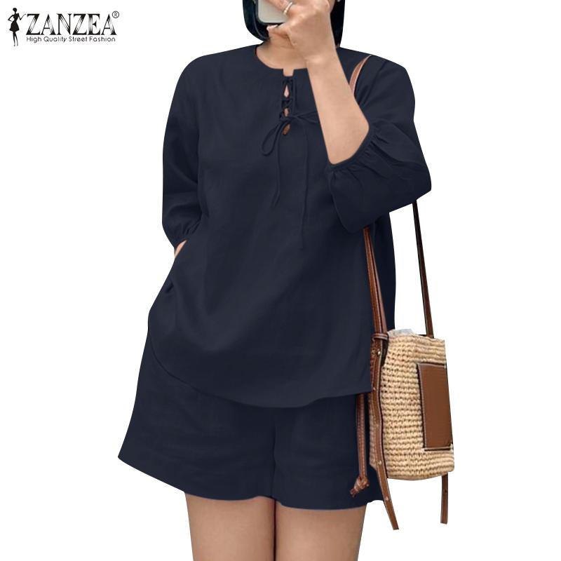 ZANZEA Dámská halenka a kraťasy, ležérní letní dvoudílný oblek