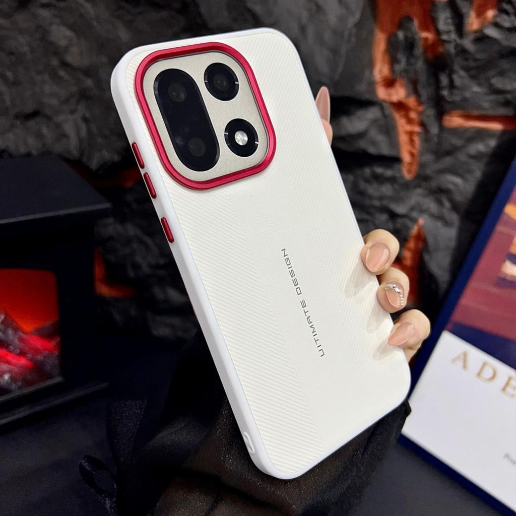For OnePlus 15 15T 15S 1+15 1+15T 1+15S Case Luxury Textured Leather Ultimate Design Red Camera Frame Protective Cover