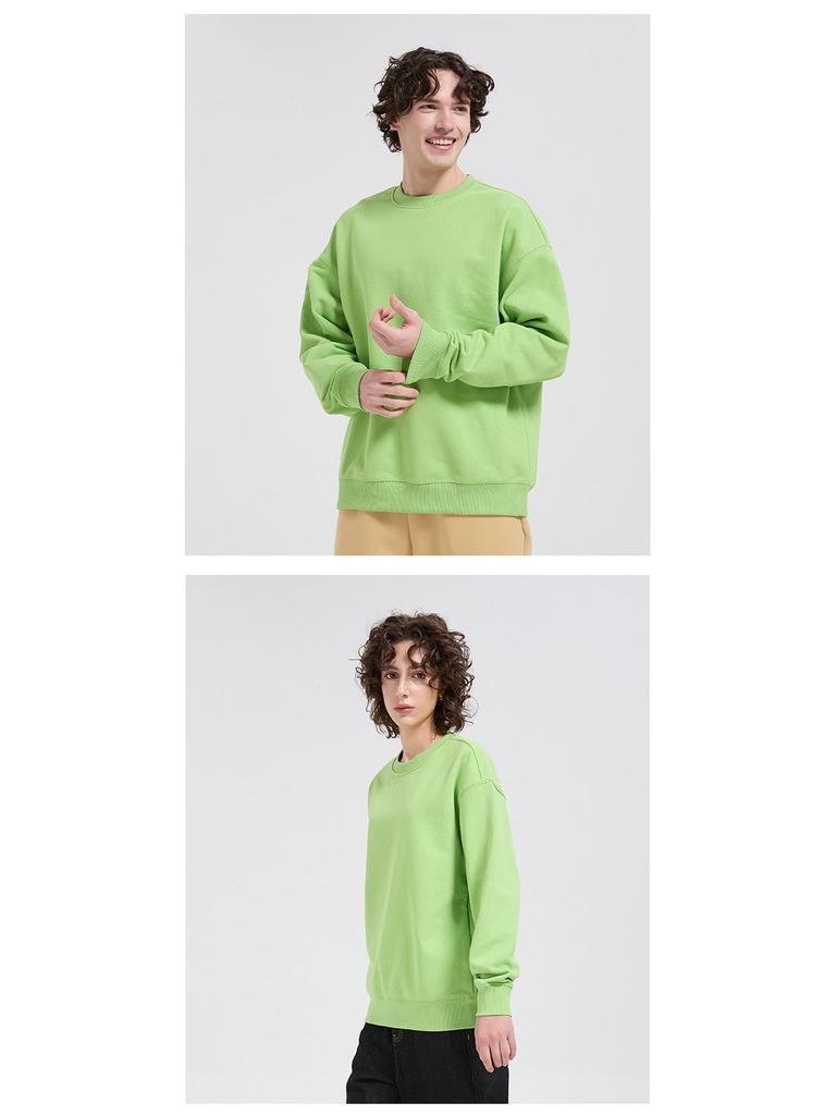 Unisex 430g Heavyweight Round Neck Sweatshirt - Solid Color, Basic Style, High-Quality Cotton Feel