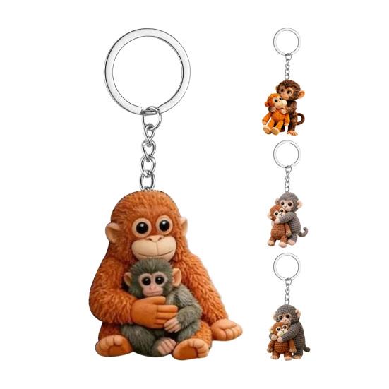 1/2Pcs Keychain Pendant 3D Monkey Hugging Monkey Key Chain Backpack Desk Decoration Portable Bag Charm Accessory