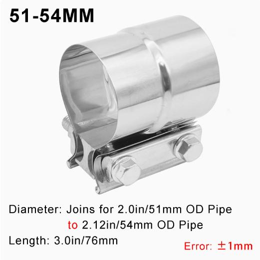 1PCS Exhaust Pipe Clamp Butt Joint Band Clamp Connector SUS Sleeve Coupler for Car Exhaust System Connection Muffler Repair