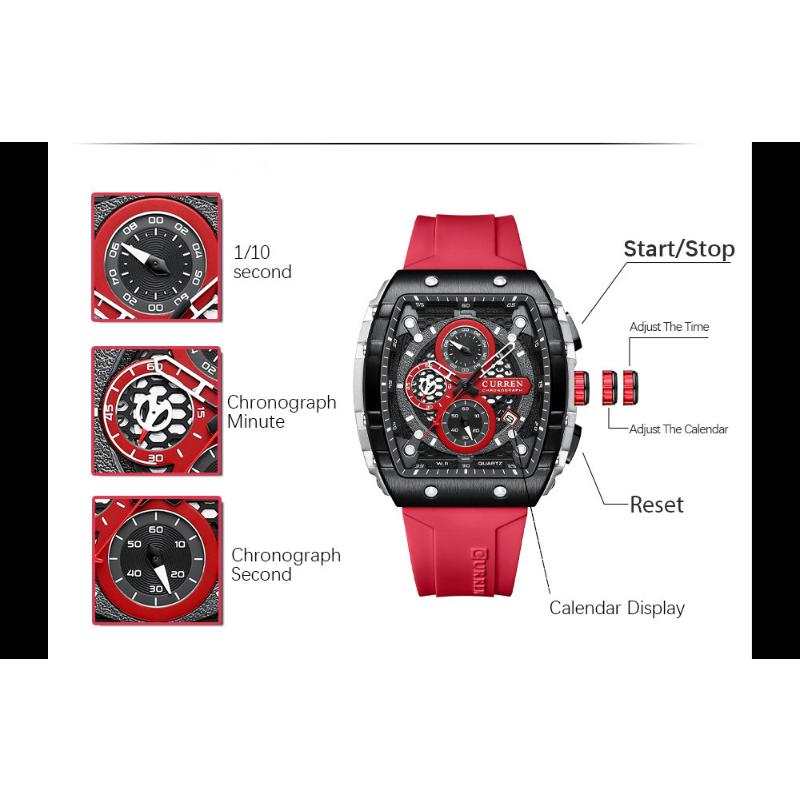 CURREN Nuovi orologi da uomo Orologio da uomo multifunzionale con calendario in sei capretto impermeabile