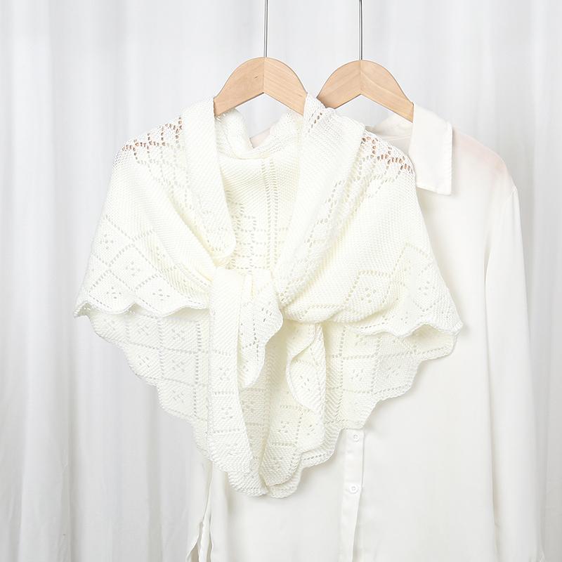 Fashion Knitted Cotton Hollow Scarf Shawl Solid Color Women Summer Air-Conditioned Room Cape Ladies Simple Warps