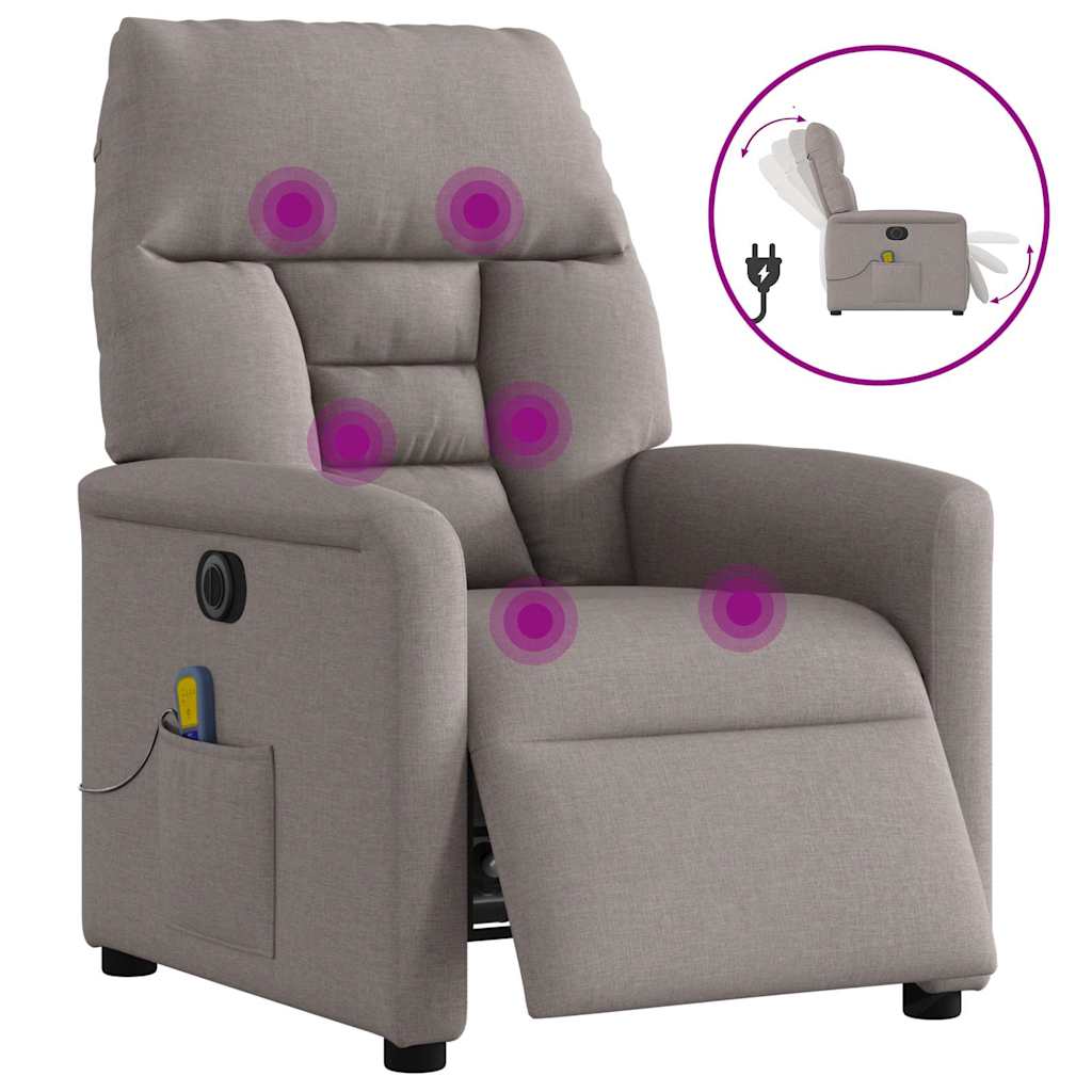 Foldable Massage Armchair, Electric, Taupe Color, Fabric